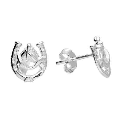 Silver plain stud earrings complete with presentation box