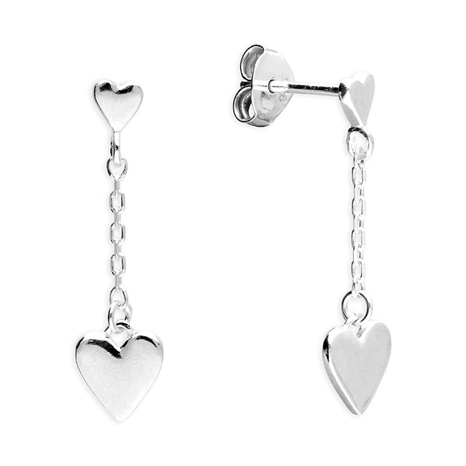 Silver plain drop earrings complete with presentation box