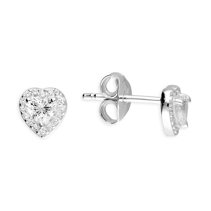 Silver Cubic Zirconia stud earrings complete with presentation box