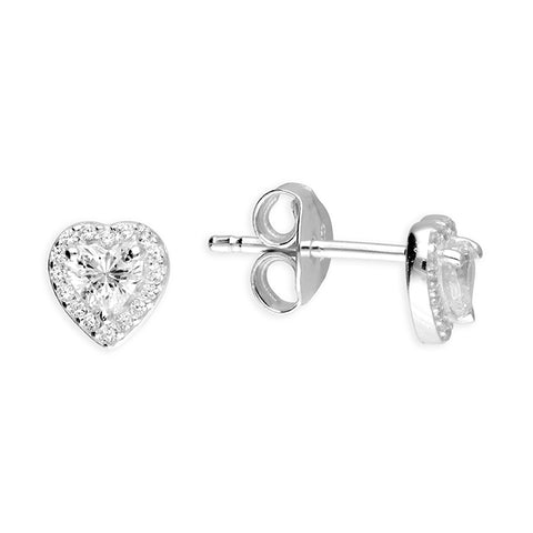 Silver Cubic Zirconia stud earrings complete with presentation box