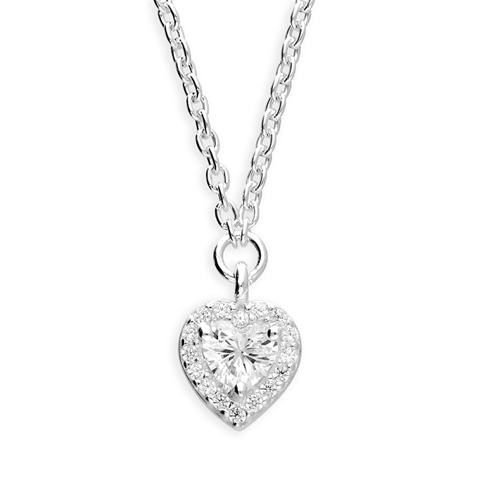 Silver Cubic Zirconia pendant and chain complete with presentation box