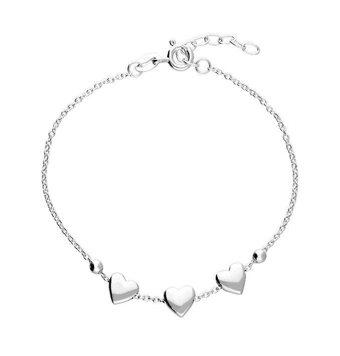 Silver Triple Heart Link Bracelet complete with presentation box