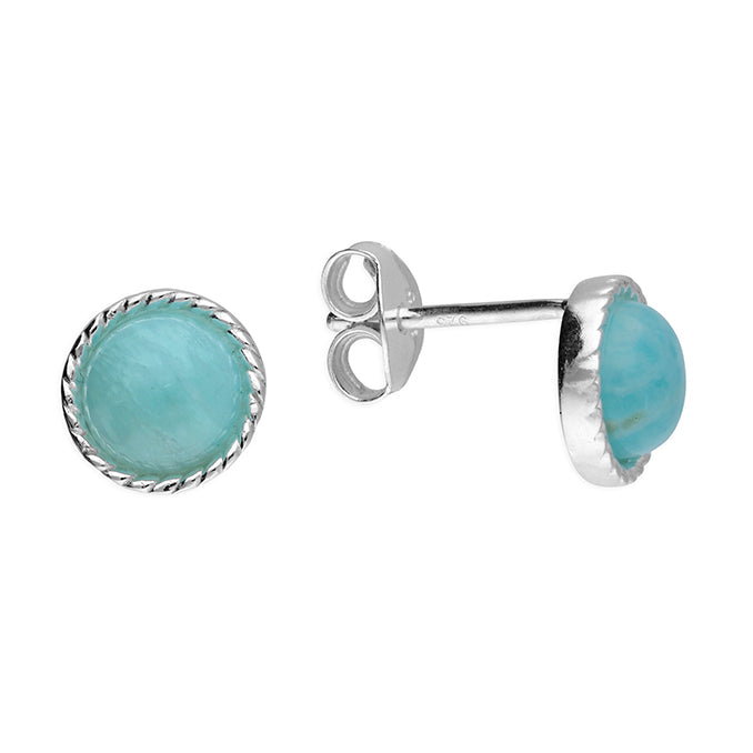 Silver Amazonite stud earrings complete with presentation box