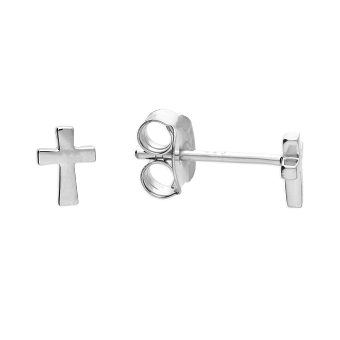 Silver plain stud earrings complete with presentation box
