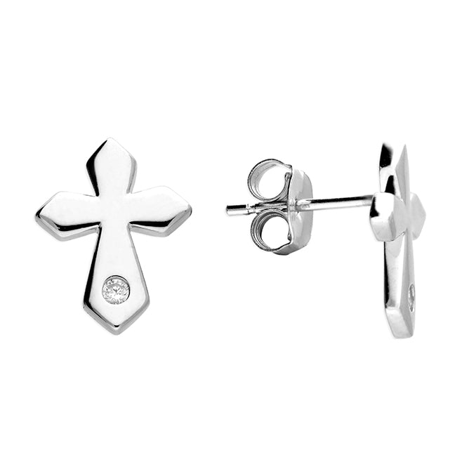 Silver Cubic Zirconia stud earrings complete with presentation box