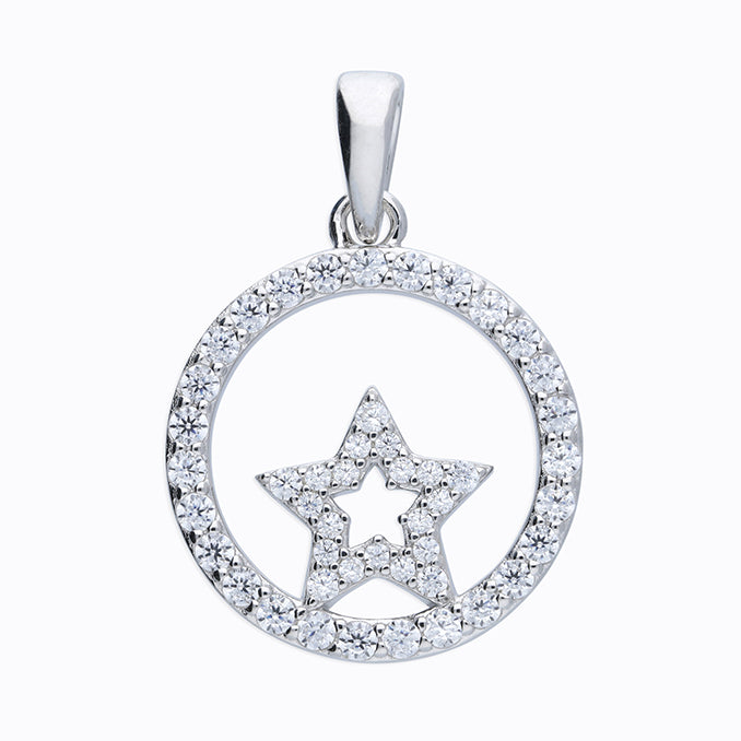 Silver Cubic Zirconia pendant and chain complete with presentation box