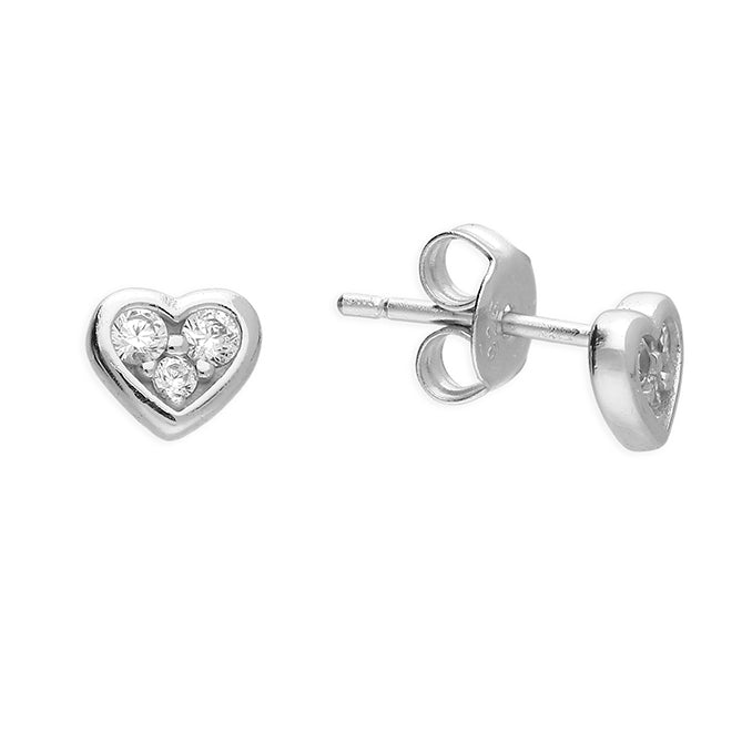 Silver Cubic Zirconia stud earrings complete with presentation box