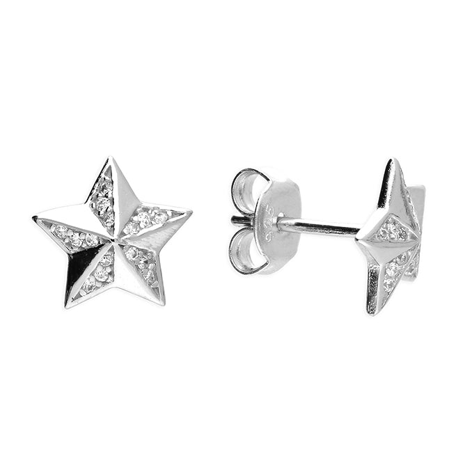 Silver Cubic Zirconia stud earrings complete with presentation box
