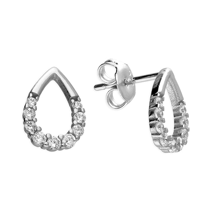 Silver Cubic Zirconia stud earrings complete with presentation box