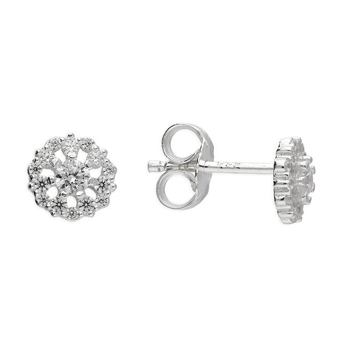 Silver Cubic Zirconia stud earrings complete with presentation box