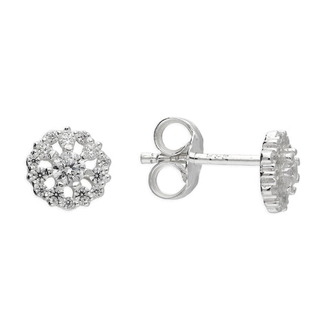 Silver Cubic Zirconia stud earrings complete with presentation box