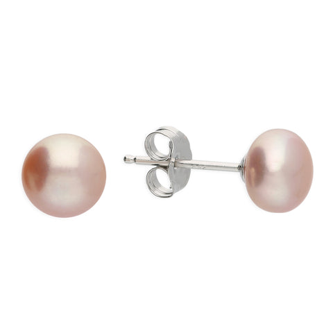 Silver Freshwater Pearl round stud earrings complete with presentation box
