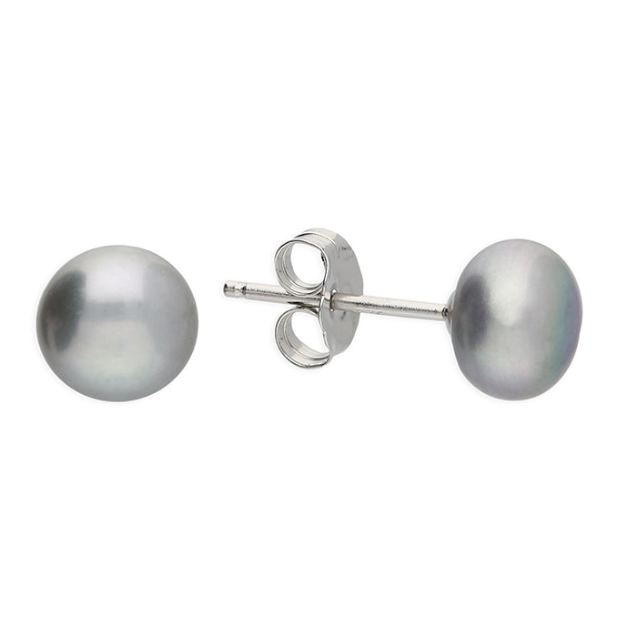 Silver Freshwater Pearl round stud earrings complete with presentation box