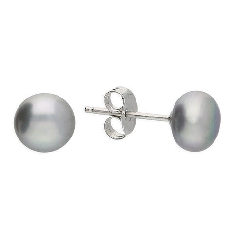 Silver Freshwater Pearl round stud earrings complete with presentation box