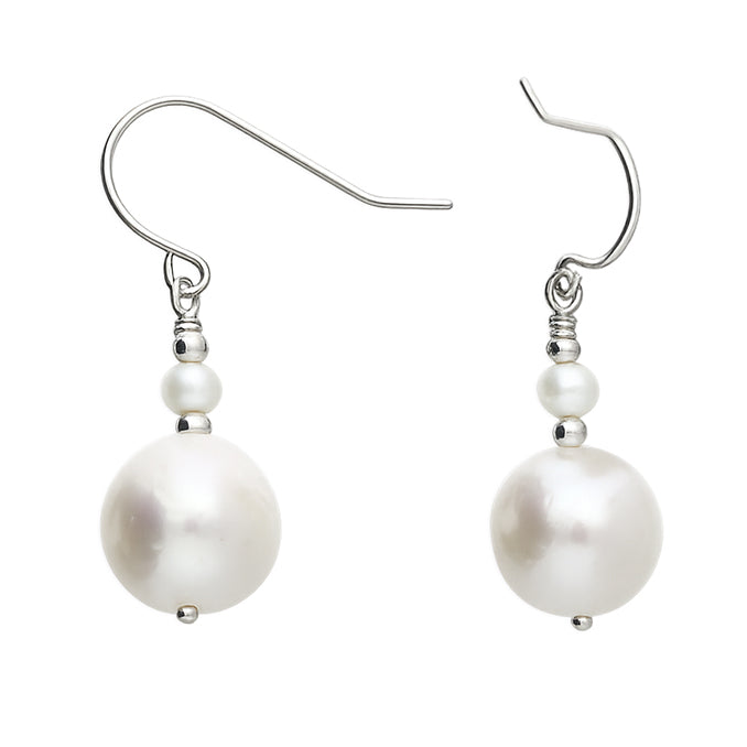 Silver Freshwater Pearl drop earrings complete with presentation box