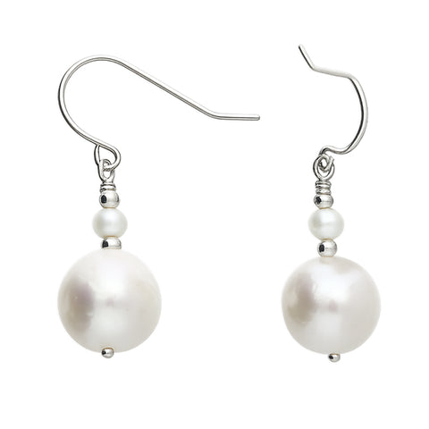 Silver Freshwater Pearl drop earrings complete with presentation box