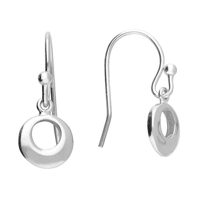 Silver plain drop earrings complete with presentation box
