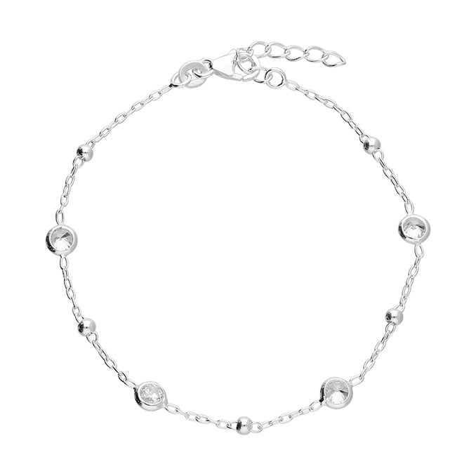 Silver Cubic Zirconia Link Bracelet complete with presentation box