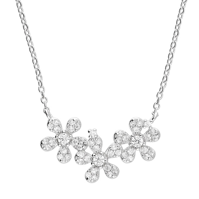 Silver Cubic Zirconia pendant and chain complete with presentation box