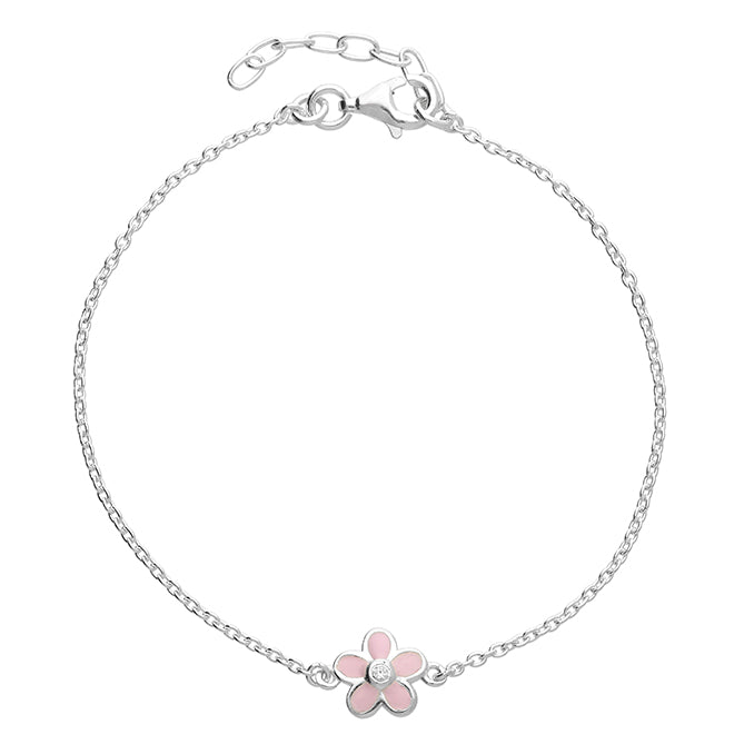 Silver Pink Enamel Link Bracelet complete with presentation box