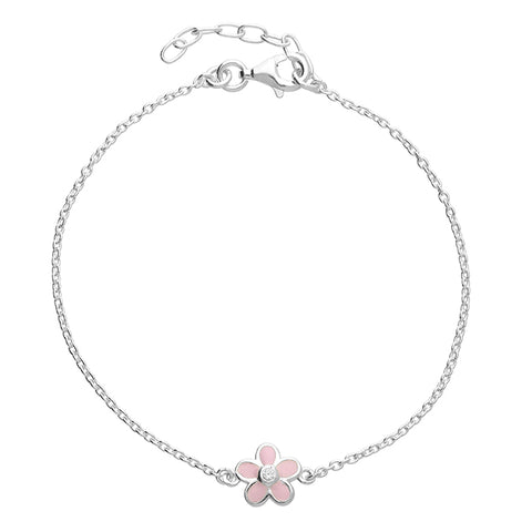 Silver Pink Enamel Link Bracelet complete with presentation box