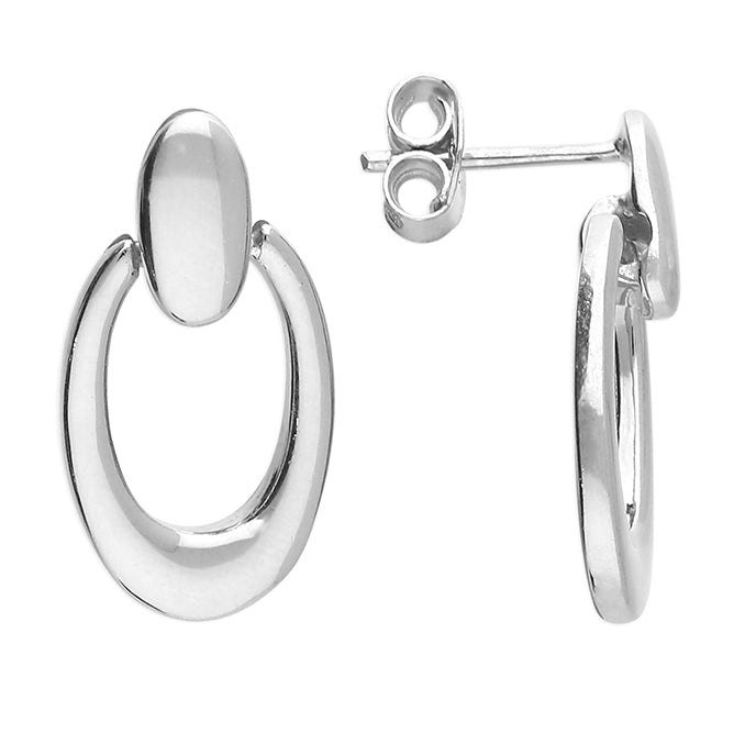 Silver plain drop earrings complete with presentation box