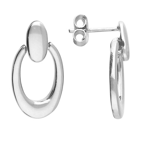 Silver plain drop earrings complete with presentation box