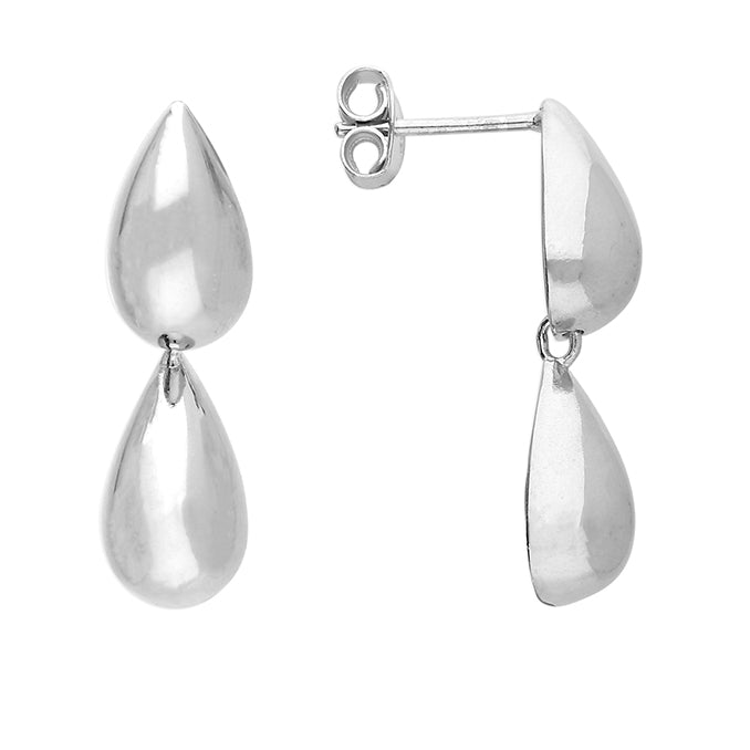 Silver plain drop earrings complete with presentation box