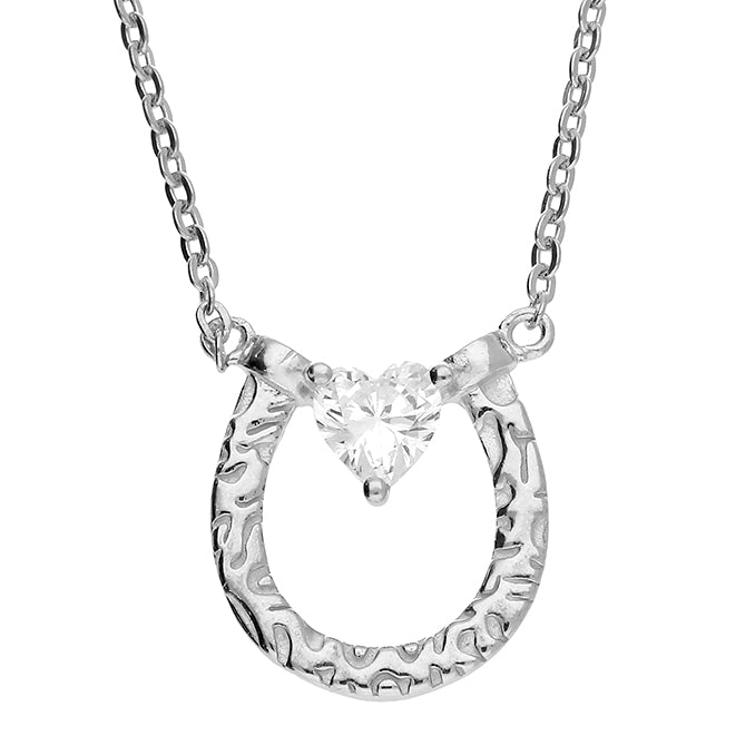 Silver Cubic Zirconia pendant and chain complete with presentation box