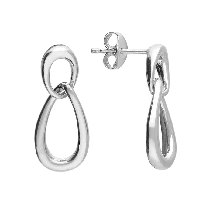 Silver plain drop earrings complete with presentation box