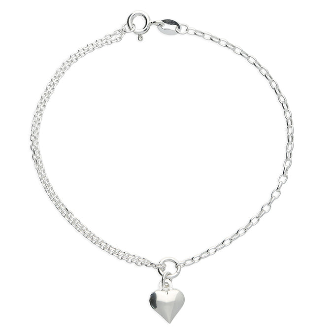 Silver Heart and Link Bracelet complete with presentation box