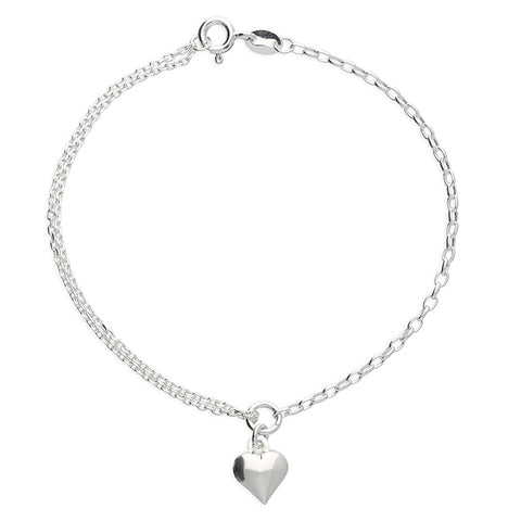 Silver Heart and Link Bracelet complete with presentation box