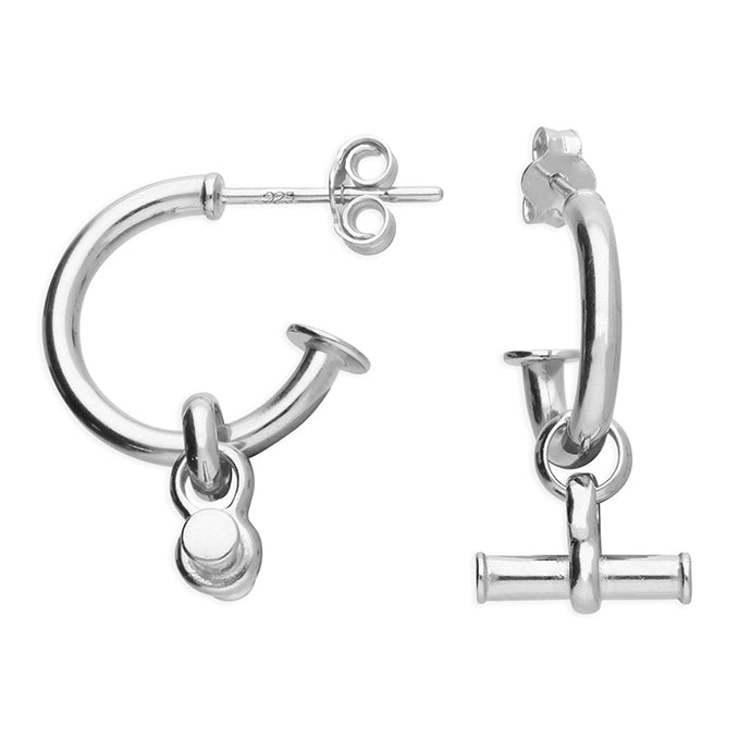 Silver plain drop earrings complete with presentation box