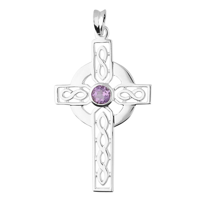 Silver Amethyst Cross and Chain complete with presentation box