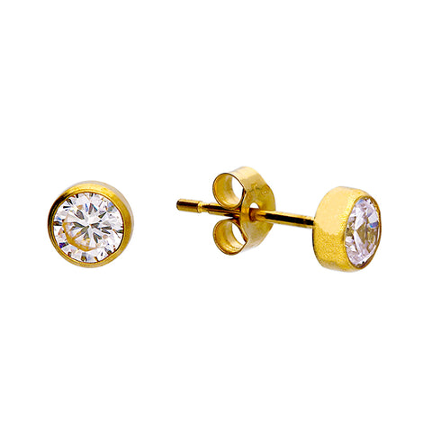 9ct Gold Cubic Zirconia stud earrings complete with presentation box