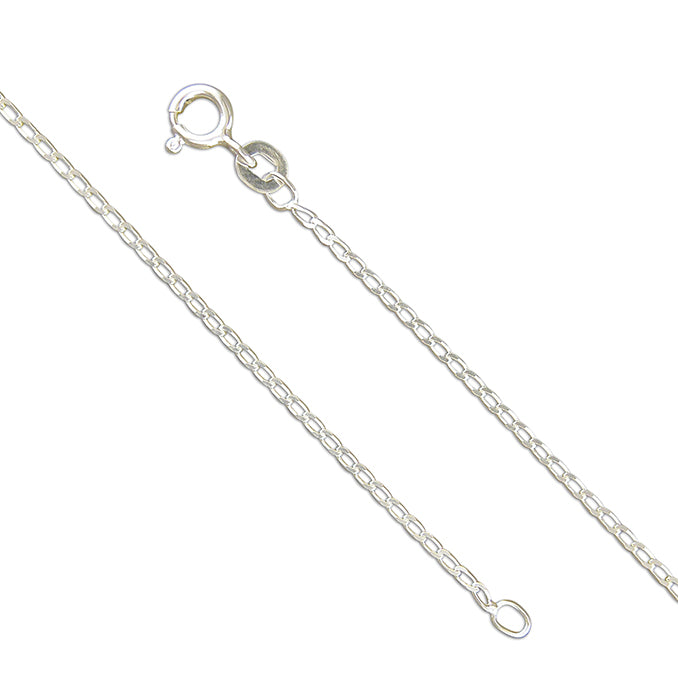 Silver 16inch/41cms curb link Chain complete with presentation box