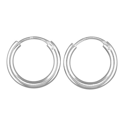Silver hinged wire hoop earrings complete with presentation box