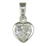 Silver Cubic Zirconia heart pendant and chain complete with presentation box