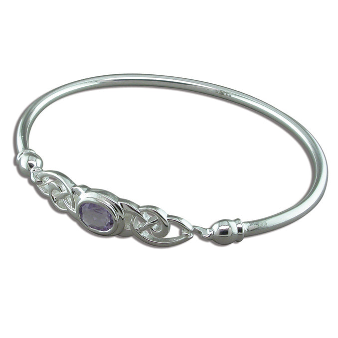 Silver Amethyst set bangle complete with presentation box