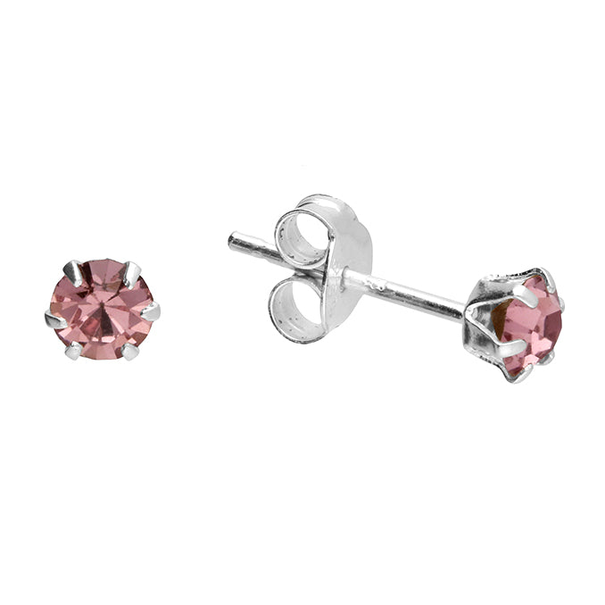 Silver Crystal set stud earrings complete with presentation box