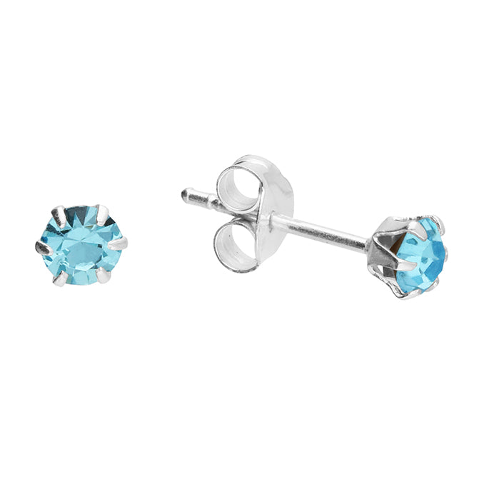 Silver Crystal set stud earrings complete with presentation box