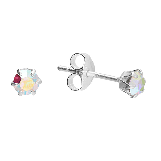 Silver Crystal set stud earrings complete with presentation box