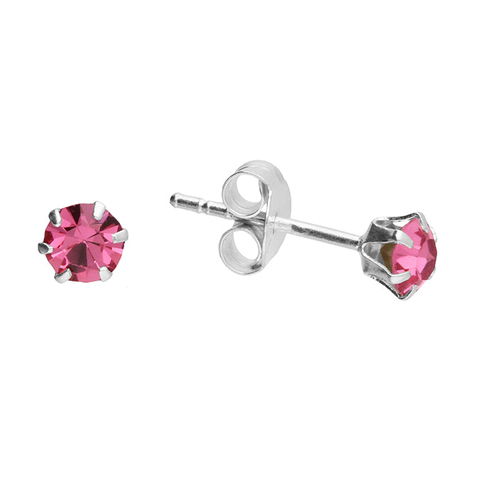 Silver Crystal set stud earrings complete with presentation box