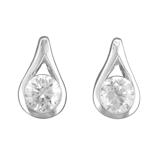 Silver Cubic Zirconia stud earrings complete with presentation box