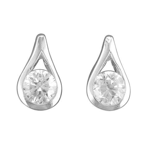 Silver Cubic Zirconia stud earrings complete with presentation box