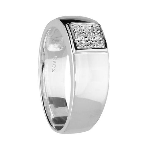 Silver Men's Cubic Zirconia Signet Ring complete with presentation box
