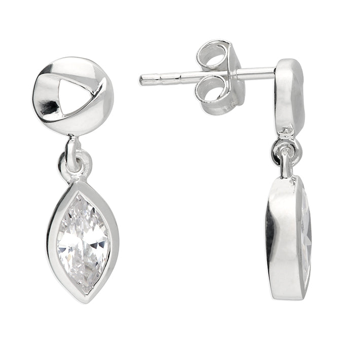 Silver Cubic Zirconia drop earrings complete with presentation box