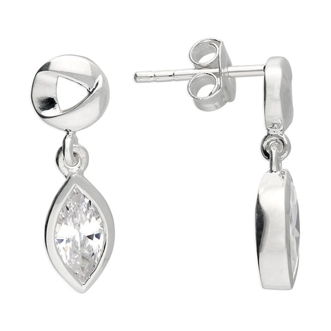 Silver Cubic Zirconia drop earrings complete with presentation box
