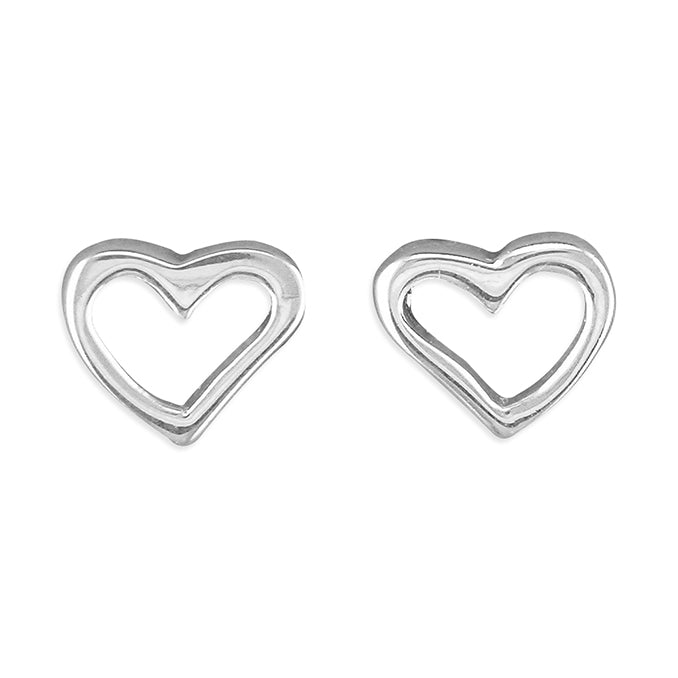 Silver heart stud earrings complete with presentation box