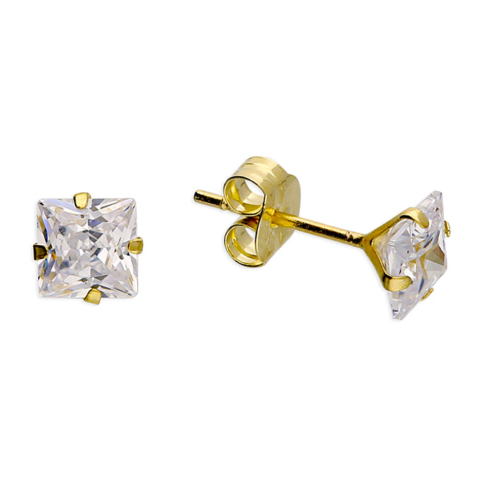9ct Gold Cubic Zirconia stud earrings complete with presentation box